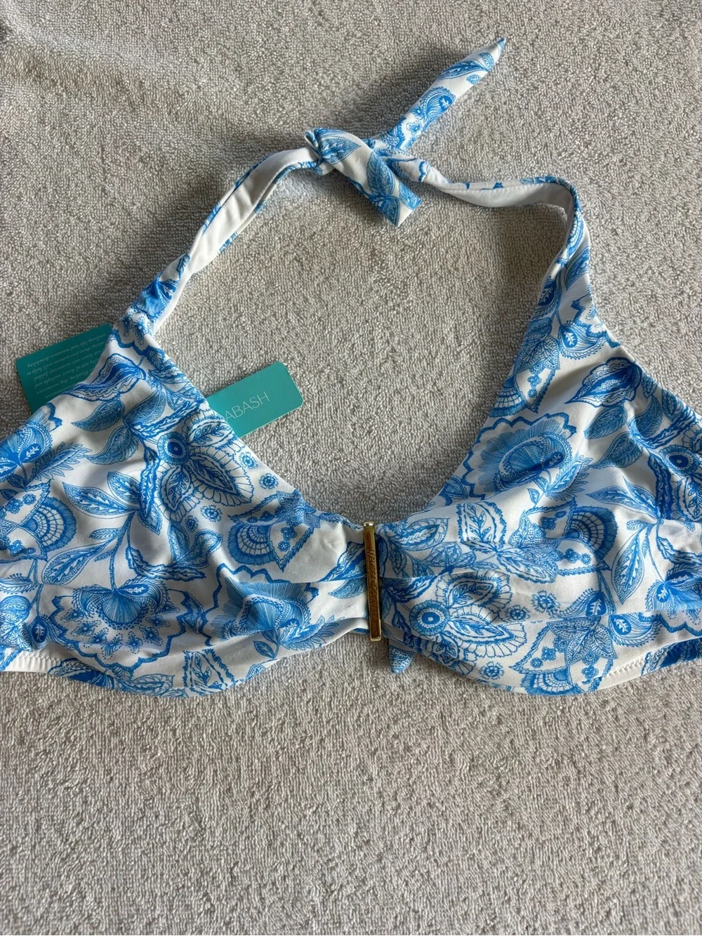 Melissa Odabash Provence Print Halter Bikini Set Blue White NWT US 12